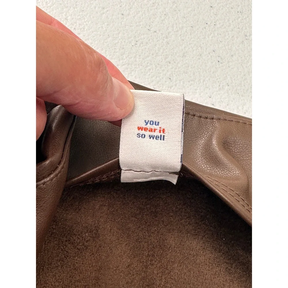 Old Navy Skirt Faux Leather Fitted Mini XS Espresso Bark Brown NWT Vegan Slit